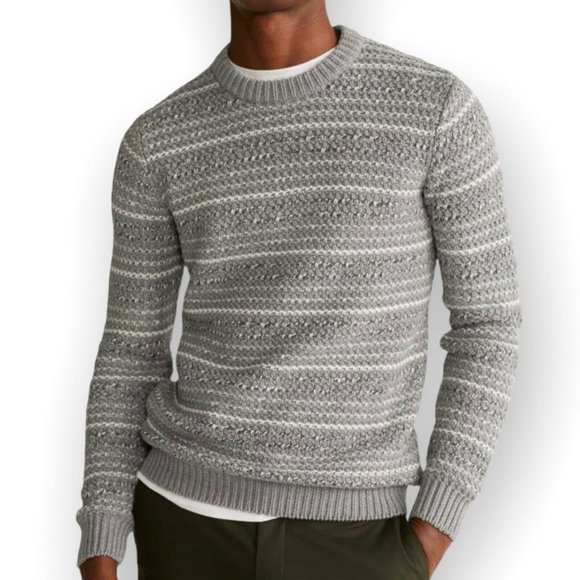 Mango Other - NWT Mango Mens Sweater Tex Crew Neck Style Striped Gray print sz XS for men.